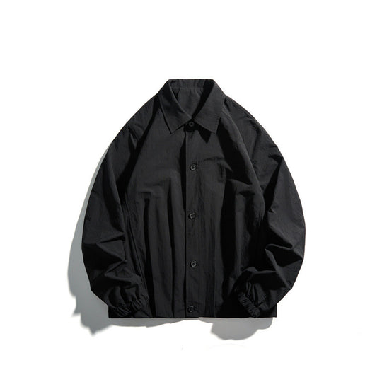 Unisex Leichtes Overshirt-Jacke im Boxy-Cut mit Hemdkragen und elastischen Ärmelbündchen Nord Taschen