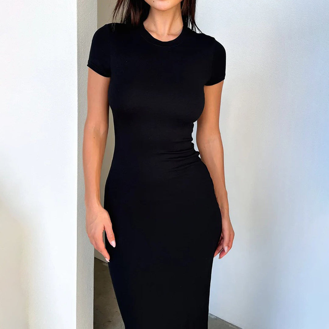 Damen Figurbetontes Maxikleid mit kurzen Ärmeln