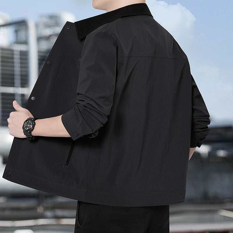 Herren Leichte Freizeitjacke mit Cordkragen, Druckknopfleiste und verdeckten Reißverschlusstaschen Nord Taschen