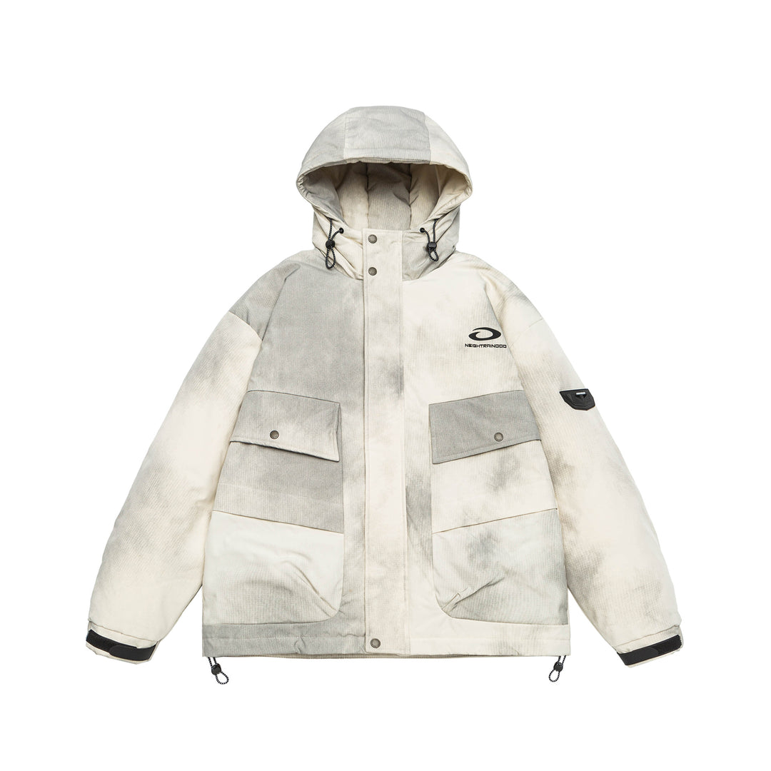 Herren Wattierte Parka-Jacke mit Kapuze und Utility-Taschen Nord Taschen