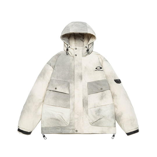 Herren Wattierte Parka-Jacke mit Kapuze und Utility-Taschen Nord Taschen