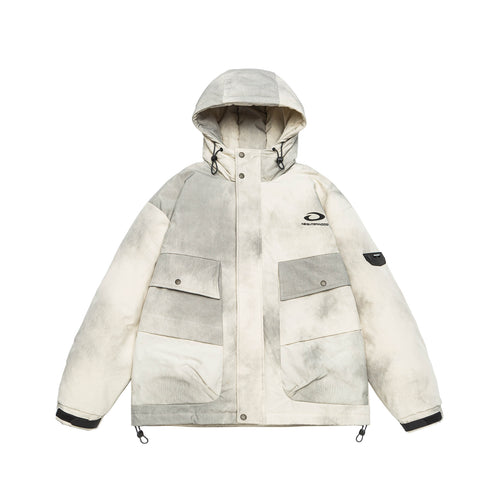 Herren Wattierte Parka-Jacke mit Kapuze und Utility-Taschen Nord Taschen