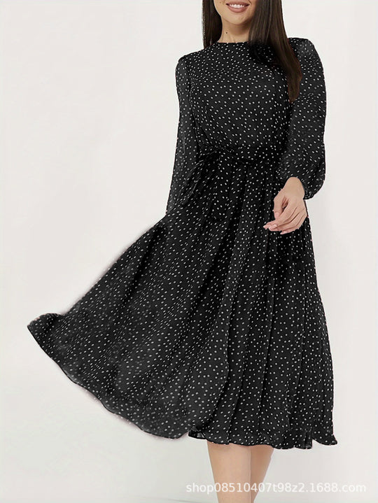 Damen Elegantes Midi-Kleid mit Punkten Nord Taschen