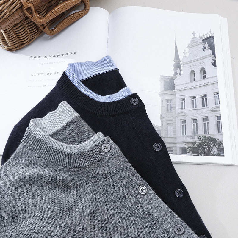 Damen Leichter Feinstrick-Cardigan mit Rundhals, Kontrastbündchen und durchgehender Knopfleiste Nord Taschen