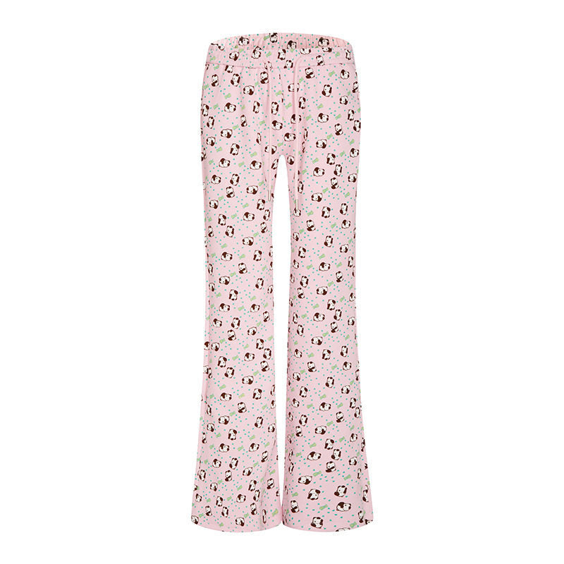 Damen High-Waist Loungehose mit ausgestelltem Beinschnitt, Kordelzug und Allover-Statement-Print Nord Taschen