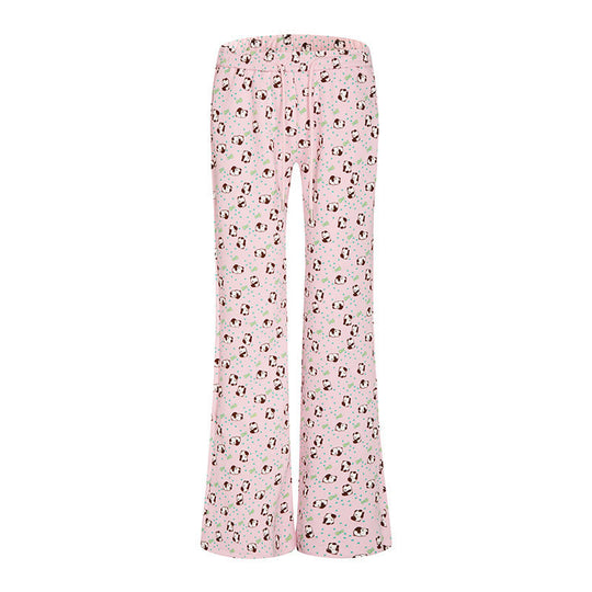 Damen High-Waist Loungehose mit ausgestelltem Beinschnitt, Kordelzug und Allover-Statement-Print Nord Taschen