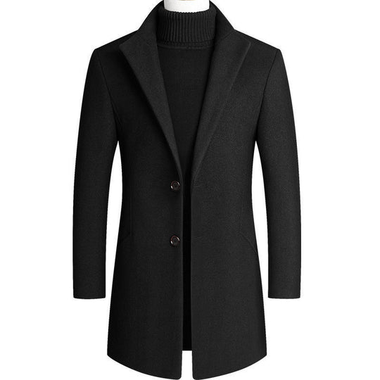 Herren Moderner Wollmix-Kurzmantel mit schlanker Silhouette, Reverskragen und Zweiknopfverschluss Nord Taschen