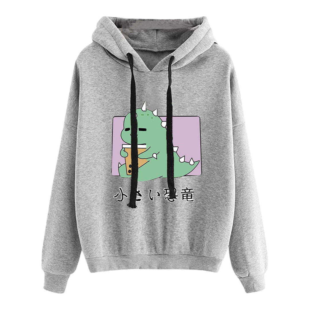 Damen nan kurz geschnittener Cropped-Kapuzenpullover mit niedlicher Frosch-Illustration und verstellbarer Kapuze Nord Taschen