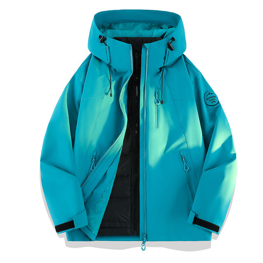 Damen Leichte wasserdichte Kapuzenjacke mit Teddy‑Charm und verdeckten Reißverschlusstaschen Nord Taschen