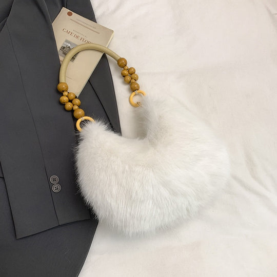 Damen modische Taschenhandtasche mit luxuriösem Pelzbesatz Nord Taschen
