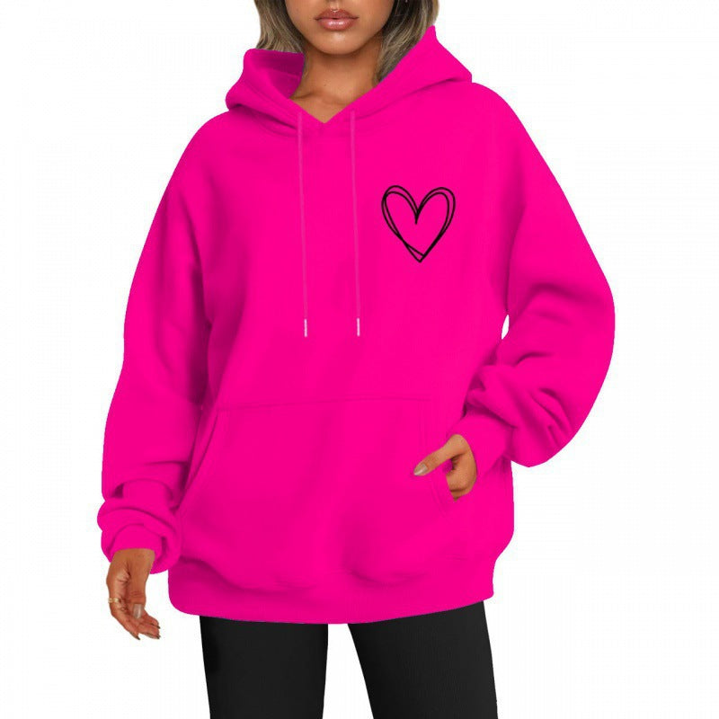 Kapuzenpullover Herzdruck Damen