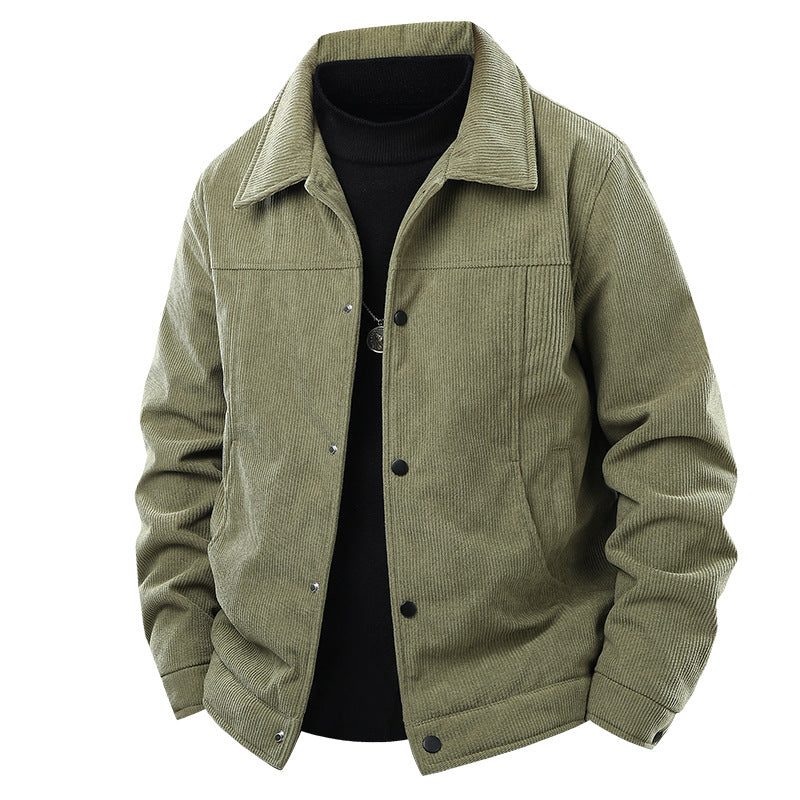 Herren Kordjacke im Truckerstil mit Druckknopfverschluss und klassischem Hemdkragen Nord Taschen