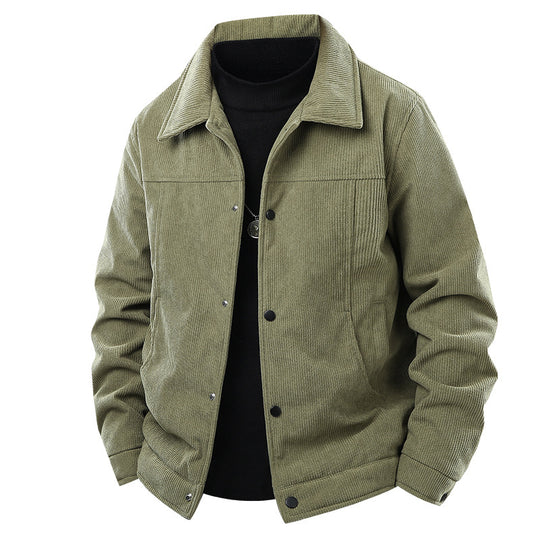 Herren Kordjacke im Truckerstil mit Druckknopfverschluss und klassischem Hemdkragen Nord Taschen