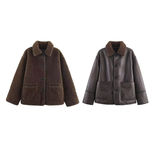Damen 70+ Teddy‑Fleece‑Jacke im Oversize‑Cocoon‑Schnitt Nord Taschen