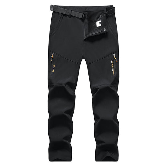 Herren Softshell-Outdoorhose mit integriertem Gürtel, knievorformten Verstärkungen und Reißverschlusstaschen Nord Taschen