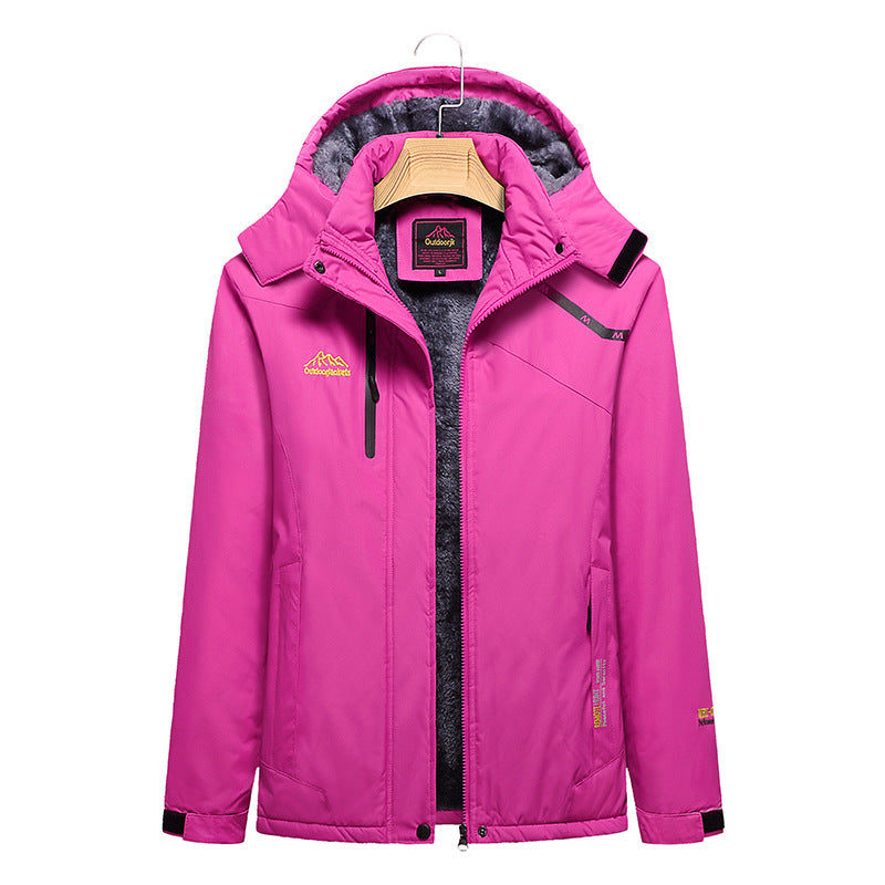 Damen Wattierte Winterjacke mit Fleece‑Innenfutter, abnehmbarer Kapuze und wasserdichter Softshell-Außenlage Nord Taschen