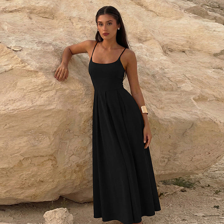 Damen Fließendes Maxikleid mit schmalen Spaghettiträgern und elegantem Schnitt