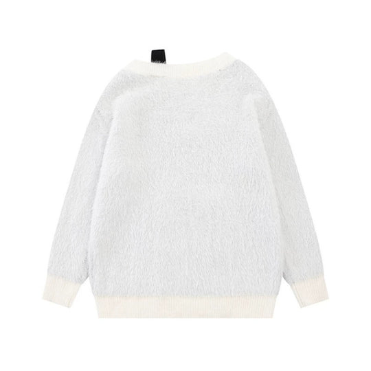 Damen Kuscheliger Strickpullover mit Cartoon-Noten- und Sternmotiv Nord Taschen