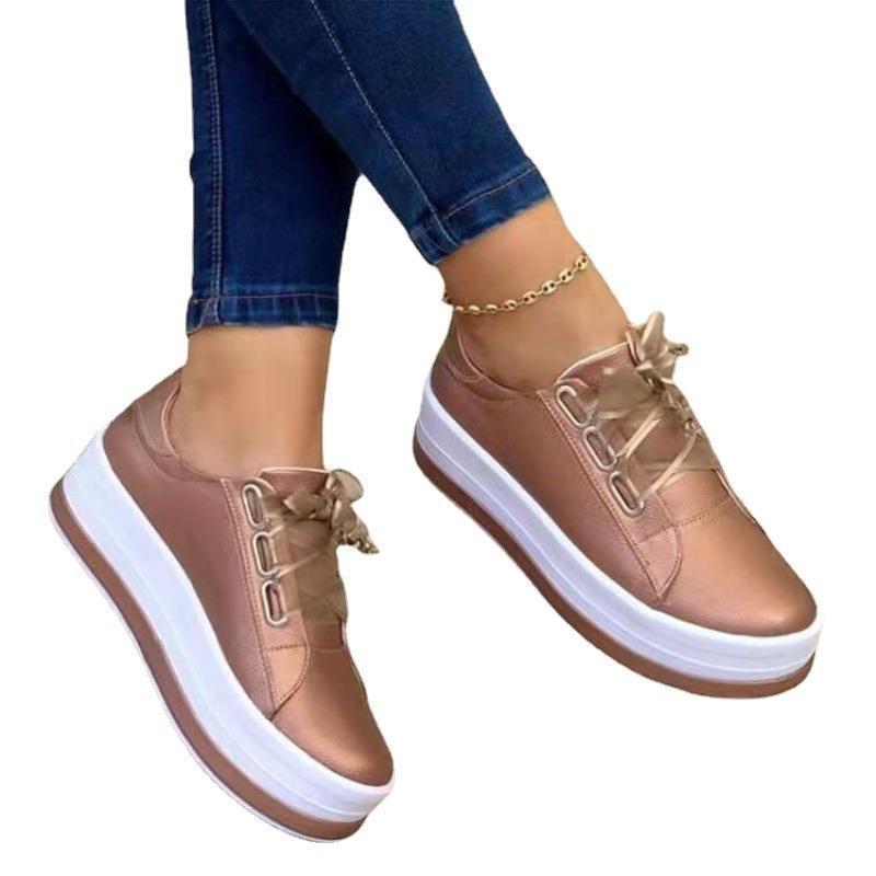 Damen Metallic-Plateau-Sneaker mit mehrschichtiger Komfortsohle und Satin-Schnürung Nord Taschen