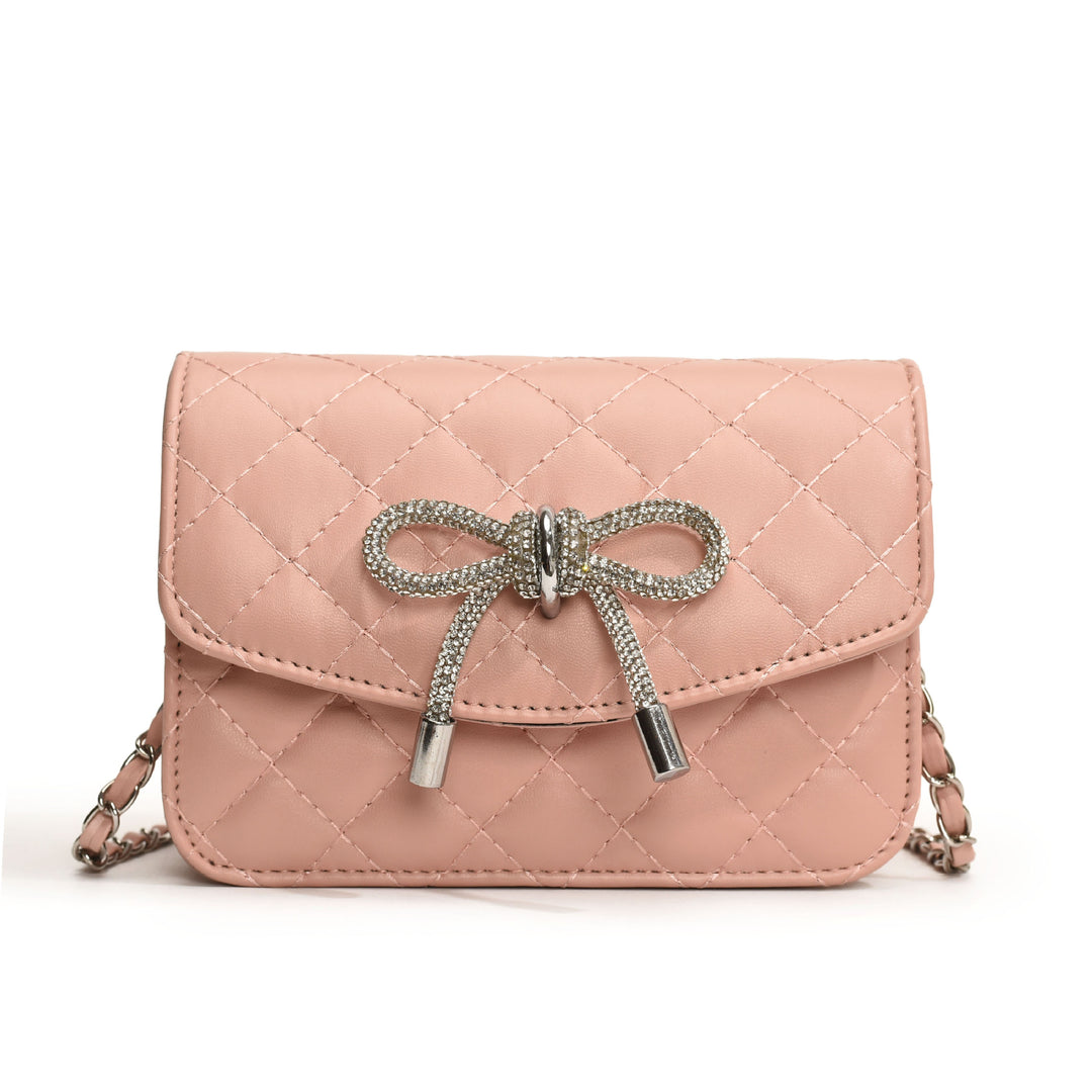 Damen Mini-Handtasche mit luxuriösem Steppmuster und funkelndem Kettenanhänger Nord Taschen