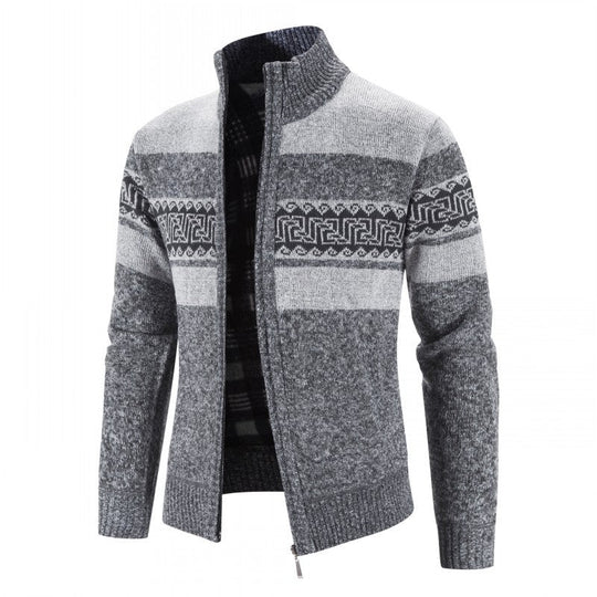 Herren Strickjacke mit hohem Kragen und attraktiven Mustern Nord Taschen