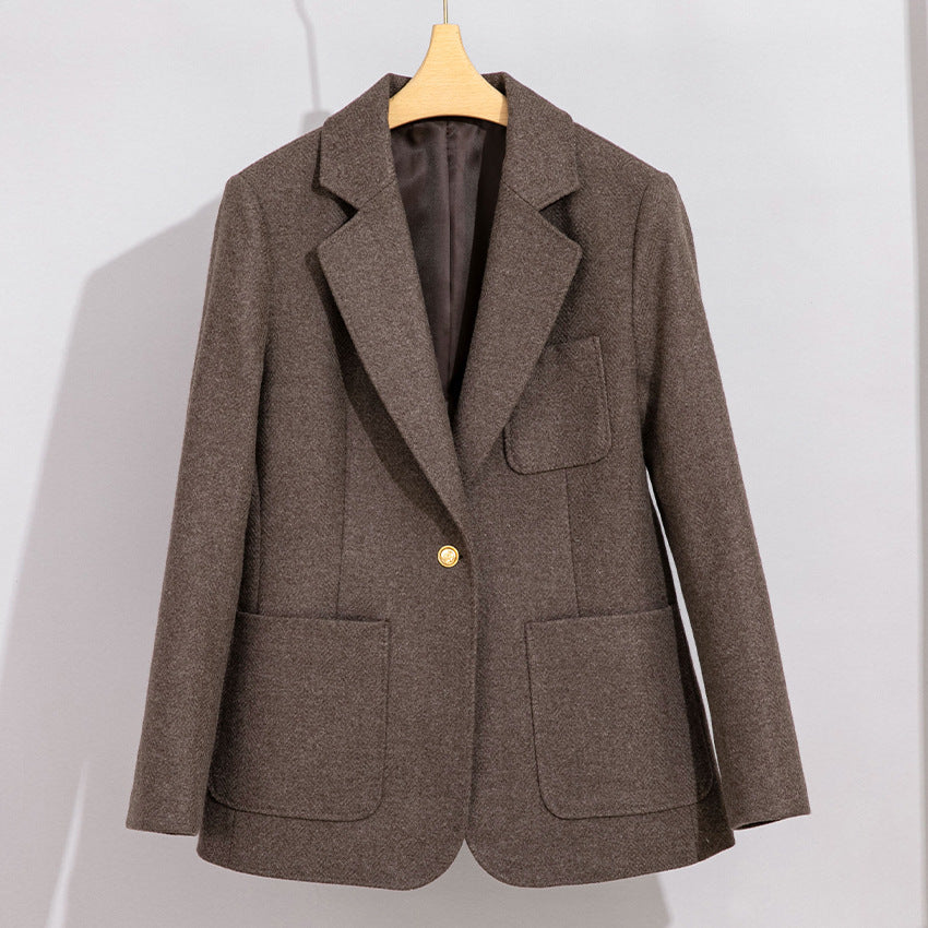 Damen Eleganter Wollblazer mit aufgesetzten Taschen Nord Taschen