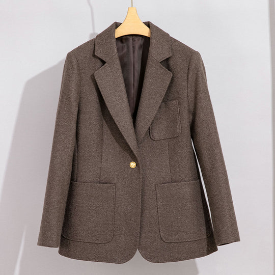 Damen Eleganter Wollblazer mit aufgesetzten Taschen Nord Taschen
