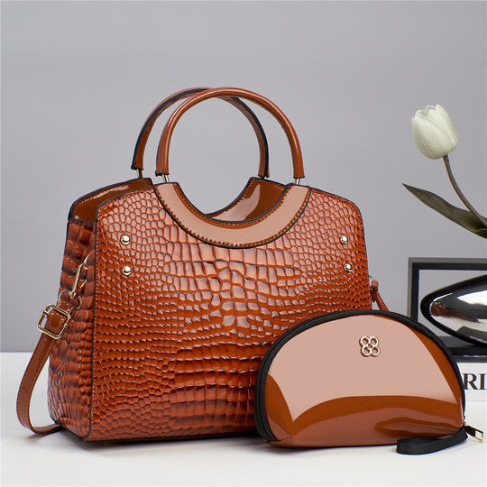 Damen moderne Handtasche mit luxuriösen Krokodilleder-Design und abnehmbarer Kosmetiktasche Nord Taschen