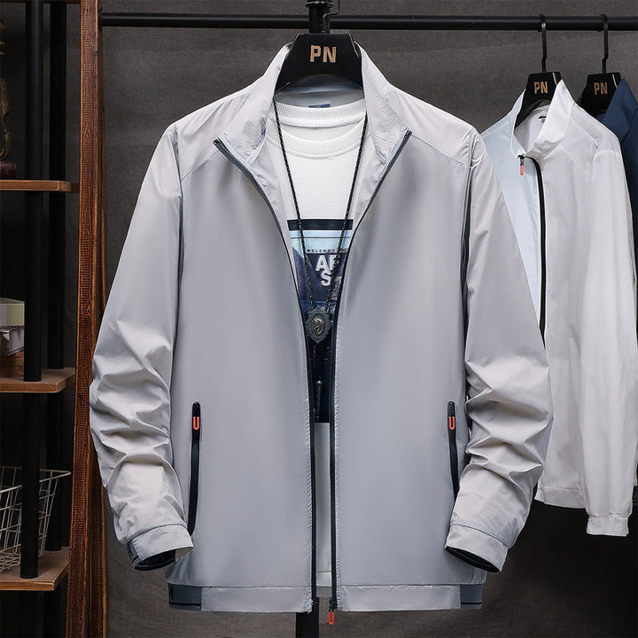 Herren leichte wasserabweisende Übergangsjacke mit praktischen Reißverschluss-Taschen