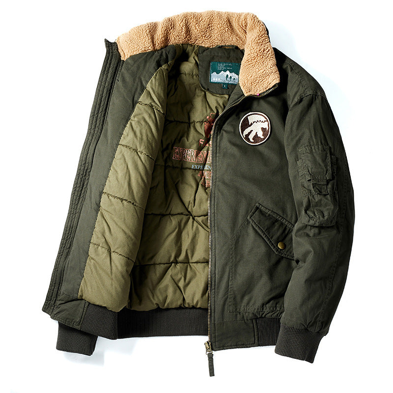 Herren Piloten-Bomberjacke mit Teddykragen, gesteppter Thermofütterung und Utility-Taschen Nord Taschen