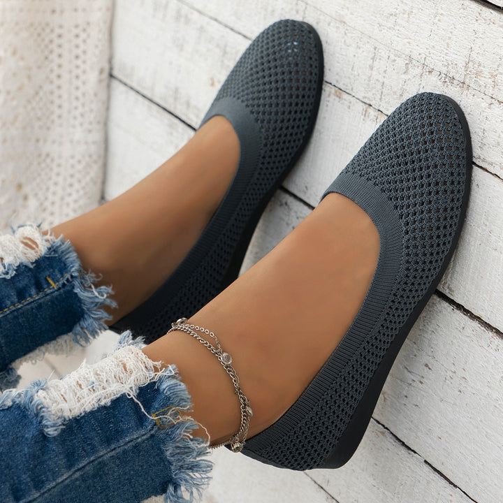 Damen atmungsaktive Ballerinas mit komfortablem Fußbett und elastischem Obermaterial