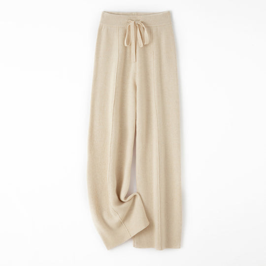 Damen Weiche Strickhose mit weitem Bein, Tunnelzugbund und dekorativer Mittelnaht Nord Taschen