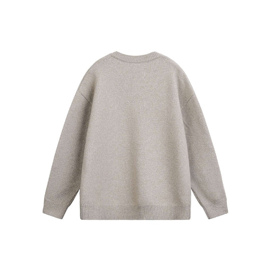Damen Oversize V Neck Strickpullover mit Henley-Optik und gerippten Bündchen Nord Taschen