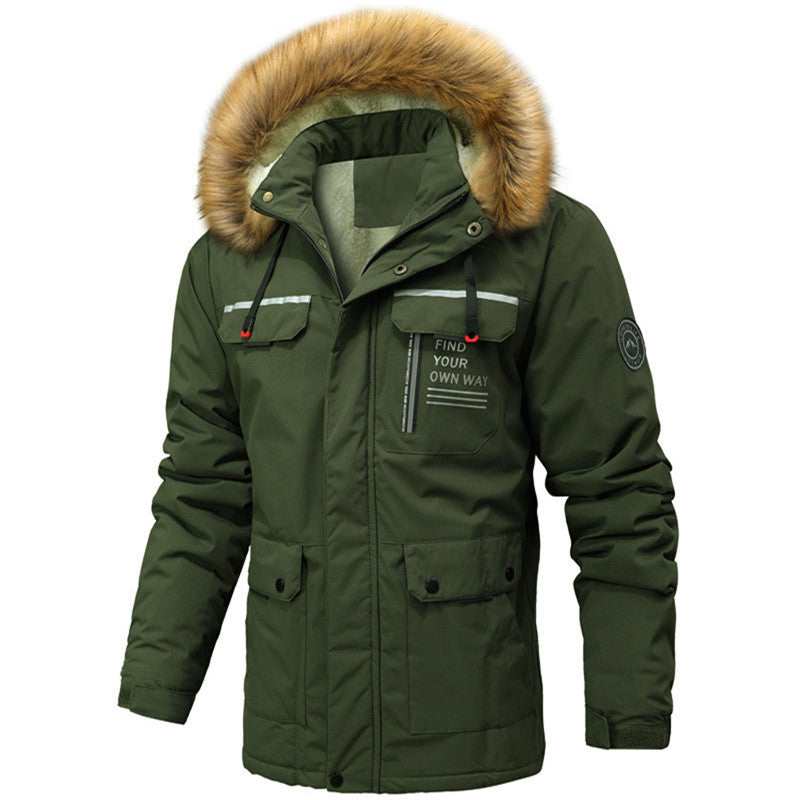 Herren Thermoisolierter Winterparka mit Teddyfutter, abnehmbarer Kunstpelzkapuze und Multifach-Taschen Nord Taschen