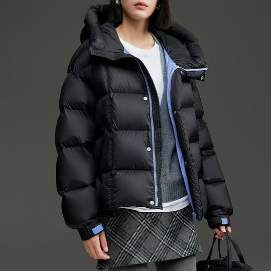 Damen Kurze Stepp-Daunenjacke mit Kapuze Nord Taschen