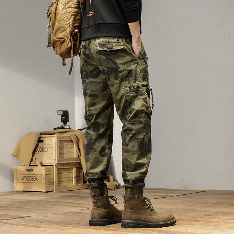 Herren Camouflage-Bundfalten-Cargojogger mit elastischem Tunnelzugbund, Multifunktionstaschen und Ripstop-Optik Nord Taschen
