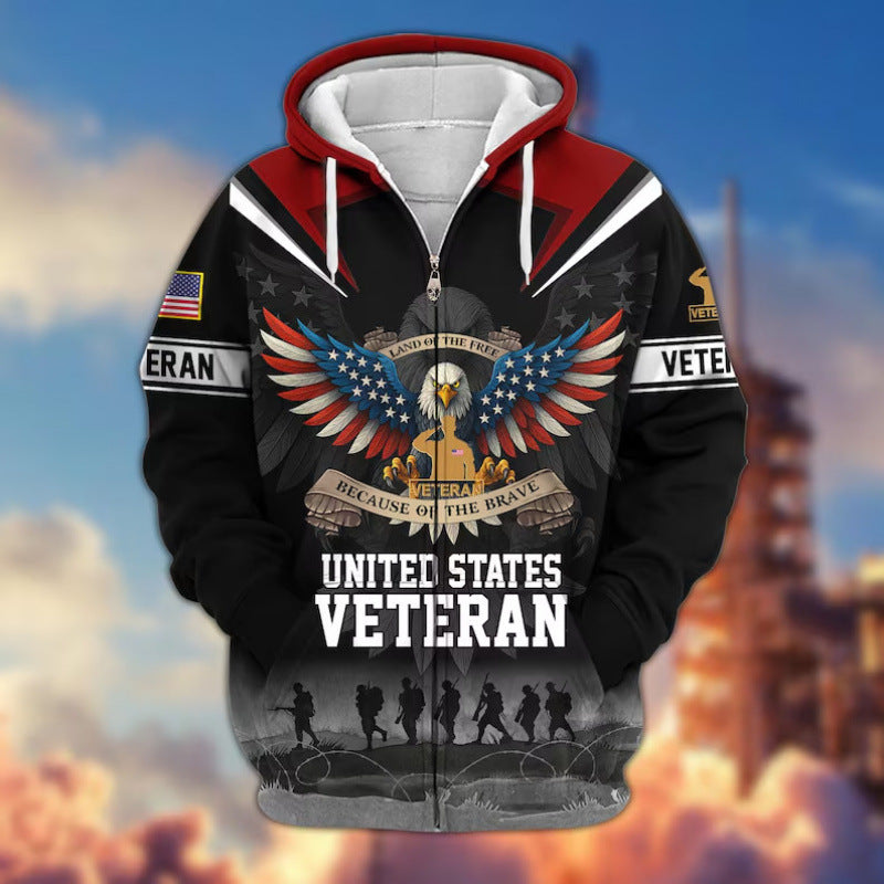 Herren Kapuzensweater mit amerikanischem Veteranenmotiv Nord Taschen