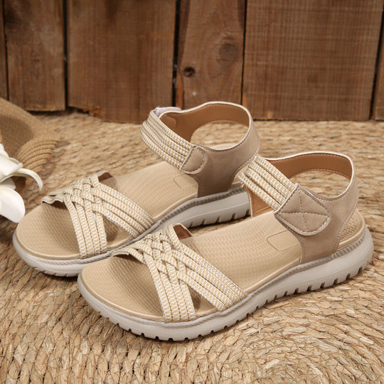 Damen Komfortable Sandalen mit geflochtenen Riemen und elastischem Band Nord Taschen