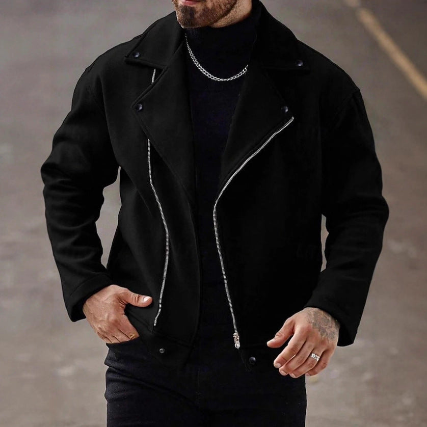Herren Modische Winterjacke mit hohem Kragen und asymmetrischem Reißverschluss Nord Taschen