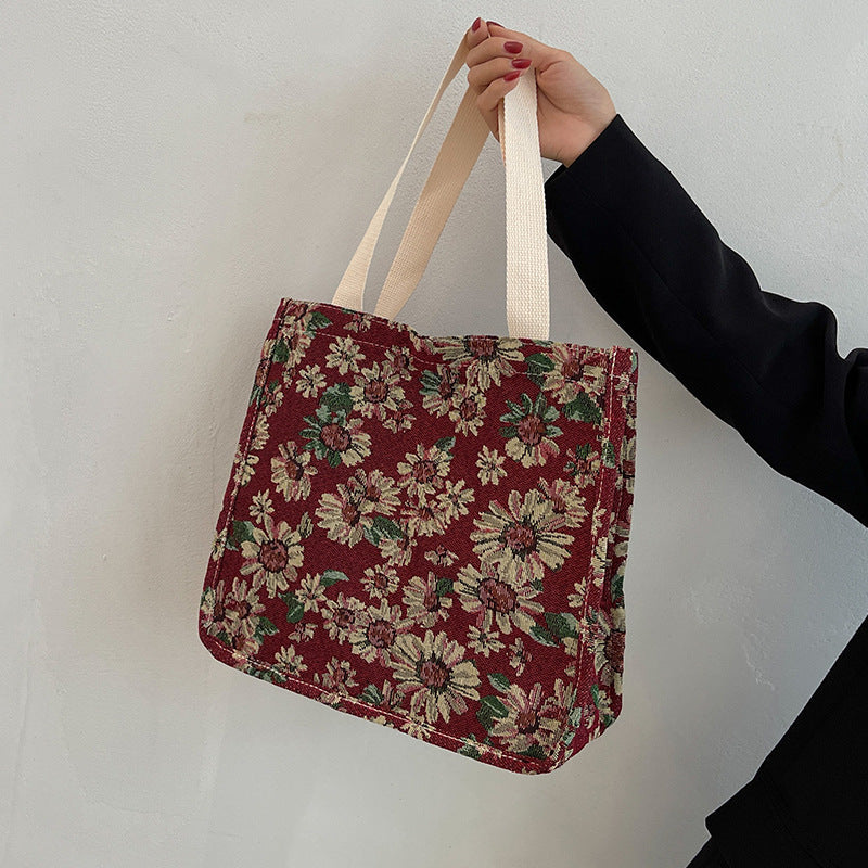 Damen Jute-Shopper-Tasche mit floralem Design und robusten Henkeln Nord Taschen