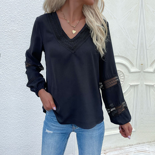 Damen Elegante Bluse mit Spitzendetails Nord Taschen