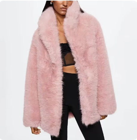 Damen Kurzer Boxy-Faux‑Fur‑Cardigan mit dichtem Hochflor und offener Front Nord Taschen