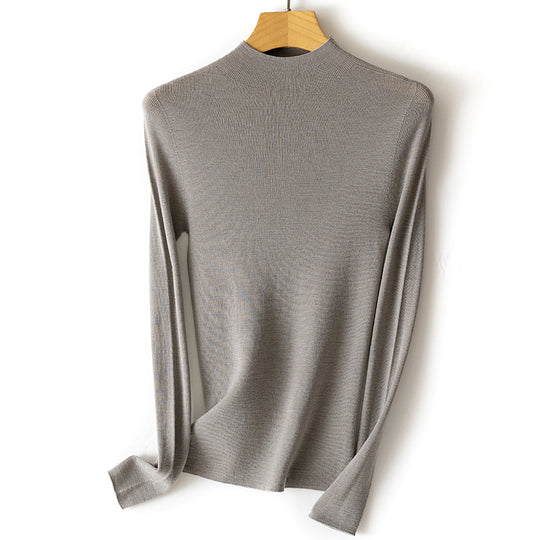 Damen Feinstrick-Longsleeve mit kurzem Stehkragen und schlanker Silhouette Nord Taschen