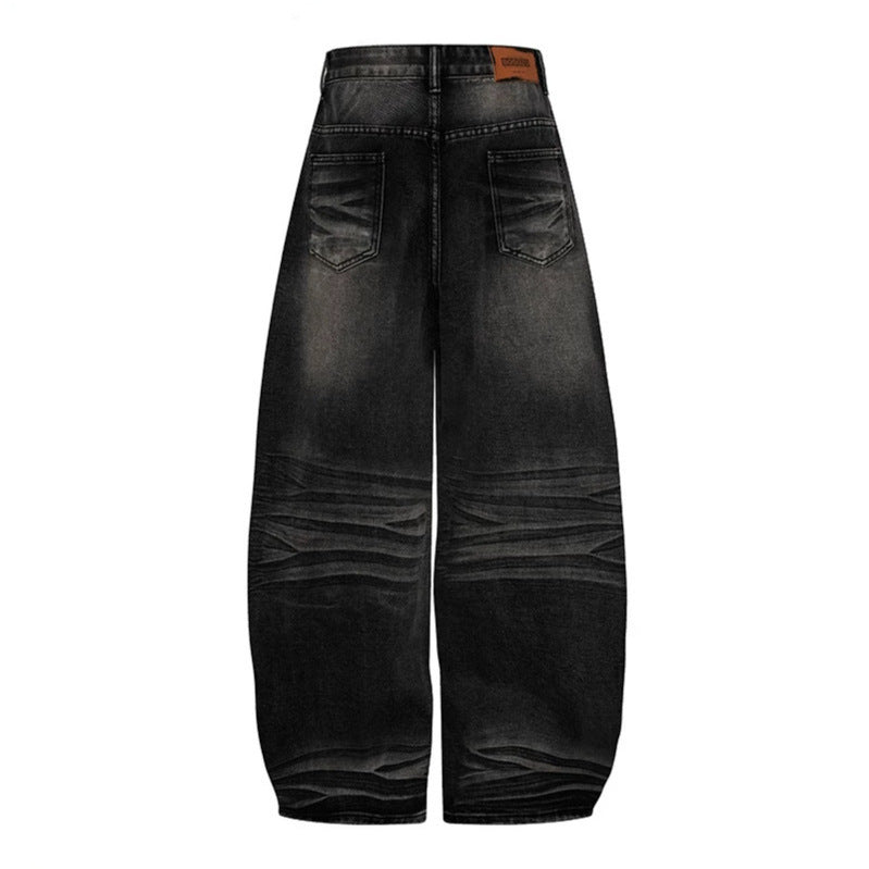 Damen Weite High‑Waist Ballon-Jeans mit Ziernähten Nord Taschen