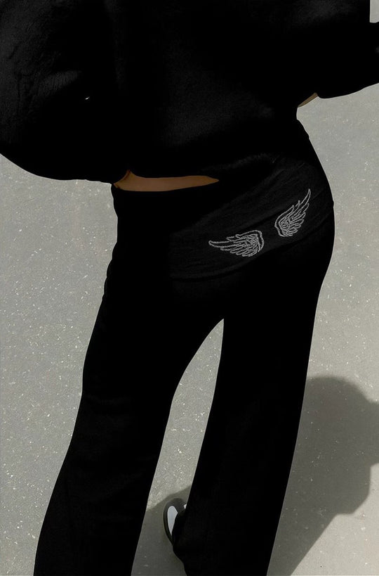 Damen Weite Palazzo-Yoga-Hose mit hohem Umschlagbund Nord Taschen