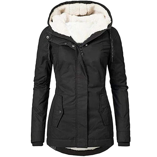 Damen Wasserabweisender Parka mit Teddyfutter, Kapuze und Taillierter Passform Nord Taschen