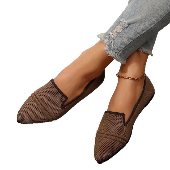 Damen  elegante flache Slipper-Loafer mit spitzer Zehenpartie Strickoptik und gepolsterter Innensohle Nord Taschen