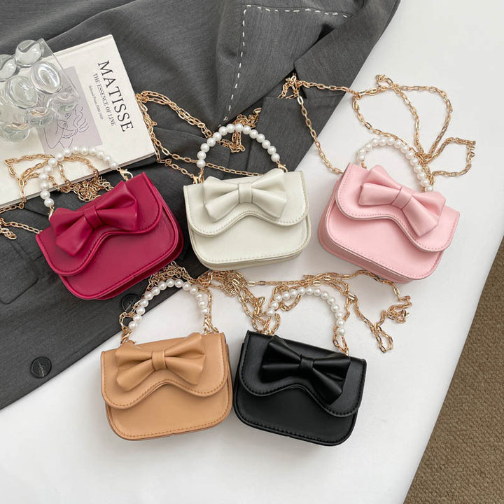 Damen Handtasche mit elegantem Schleifendetail und Perlenhenkel Nord Taschen