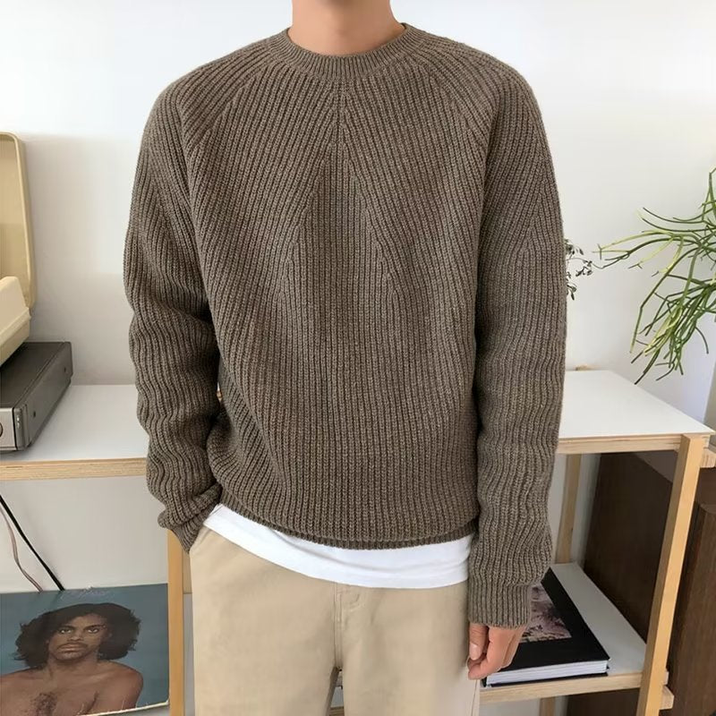 Herren Gemütlicher Strickpullover mit feinem Rippenmuster Nord Taschen