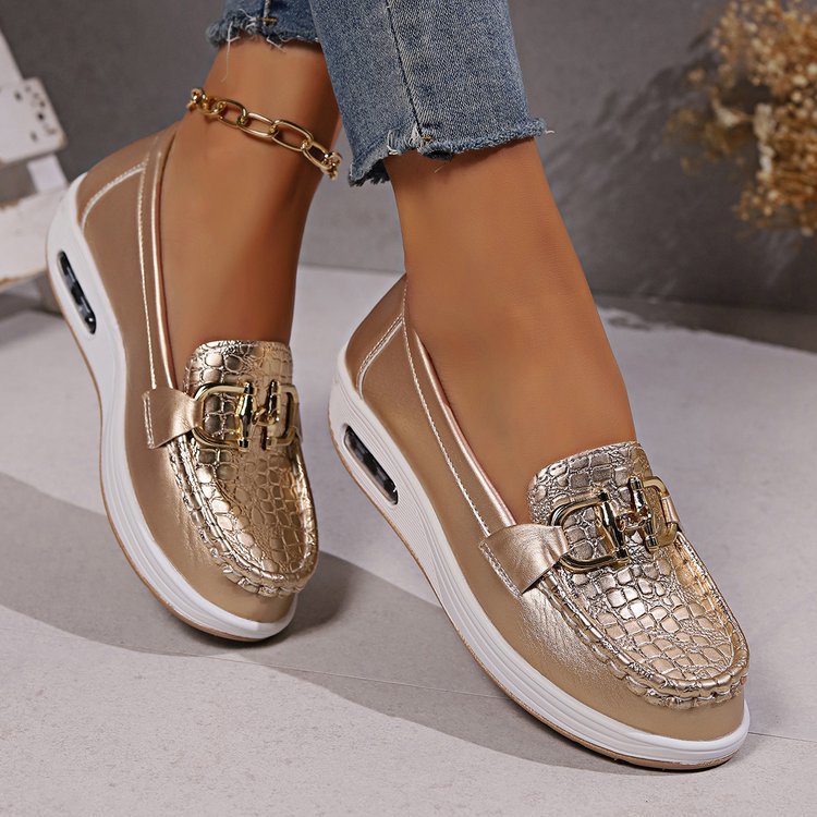 Damen  modische Plateau Loafer mit gepolstertem Luftkissenfußbett und Krokoprägung Nord Taschen